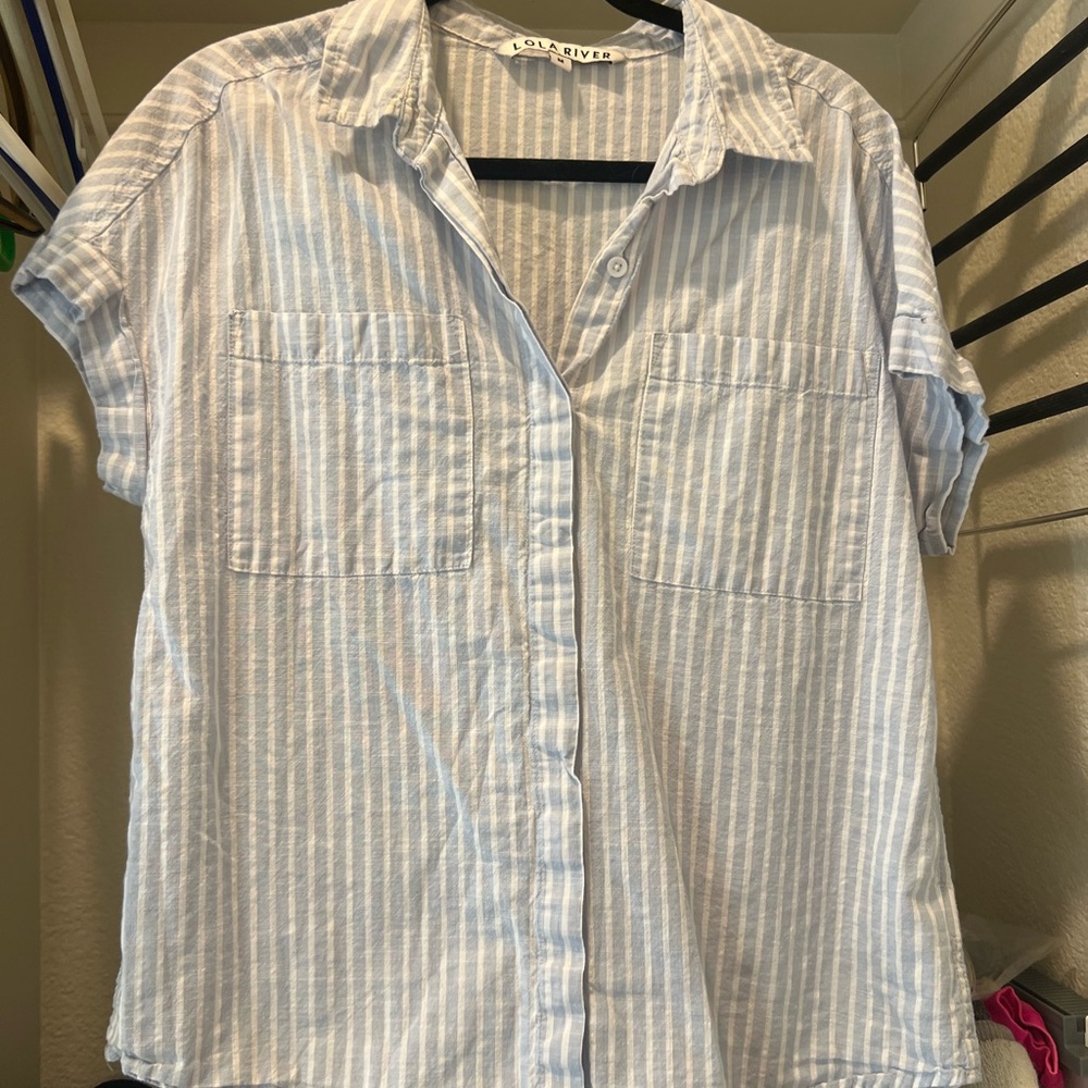Casual Striped Button-Up Blouse
